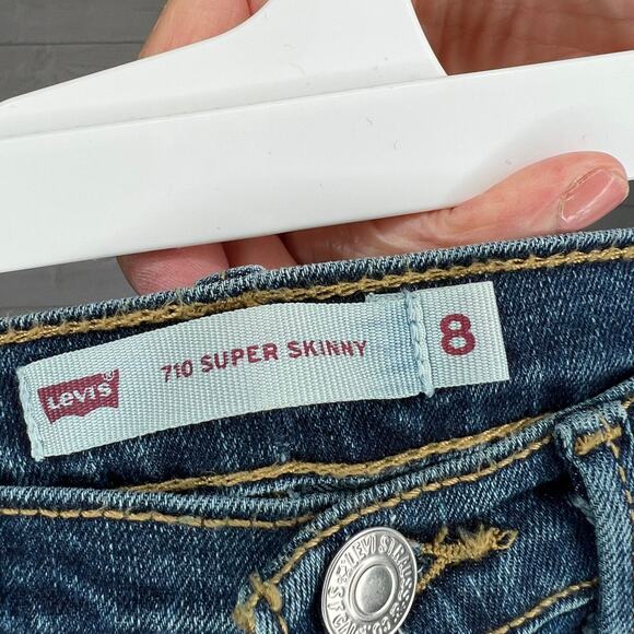 Levi's 710 super skinny distressed jeans girls' size 8 - Picture 4 of 5